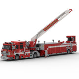 MOC-267880 Aerial Ladder Fire Truck Building Block Model, Heavy-Duty Aerial Fire Engine Construction Model with Articulated Body and Movable Ladder, Firefighter Vehicle Collectible Model for Enthusiasts（2005PCS) - cubertime