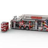 MOC-268463 2012 City Aerial Ladder Fire Truck Building Block Model, Urban Fire Vehicle Construction Set with Adjustable Rotating Telescopic Ladder, Detailed Equipment Compartments and Firefighting Accessories（2059PCS）- cubertime