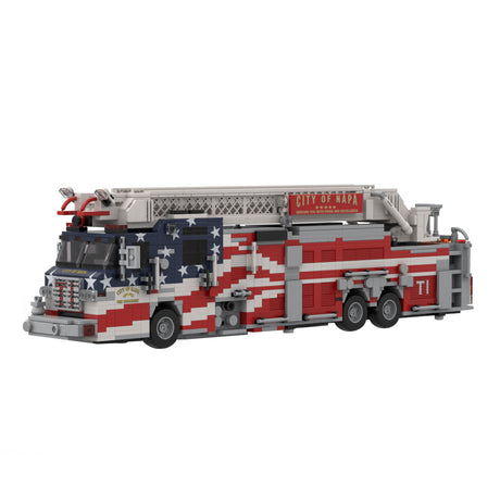 MOC-268463 2012 City Aerial Ladder Fire Truck Building Block Model, Urban Fire Vehicle Construction Set with Adjustable Rotating Telescopic Ladder, Detailed Equipment Compartments and Firefighting Accessories（2059PCS）- cubertime
