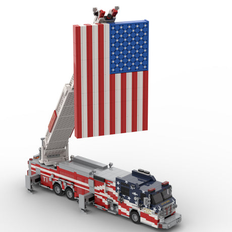 MOC-268463 2012 City Aerial Ladder Fire Truck Building Block Model, Urban Fire Vehicle Construction Set with Adjustable Rotating Telescopic Ladder, Detailed Equipment Compartments and Firefighting Accessories（2059PCS）- cubertime
