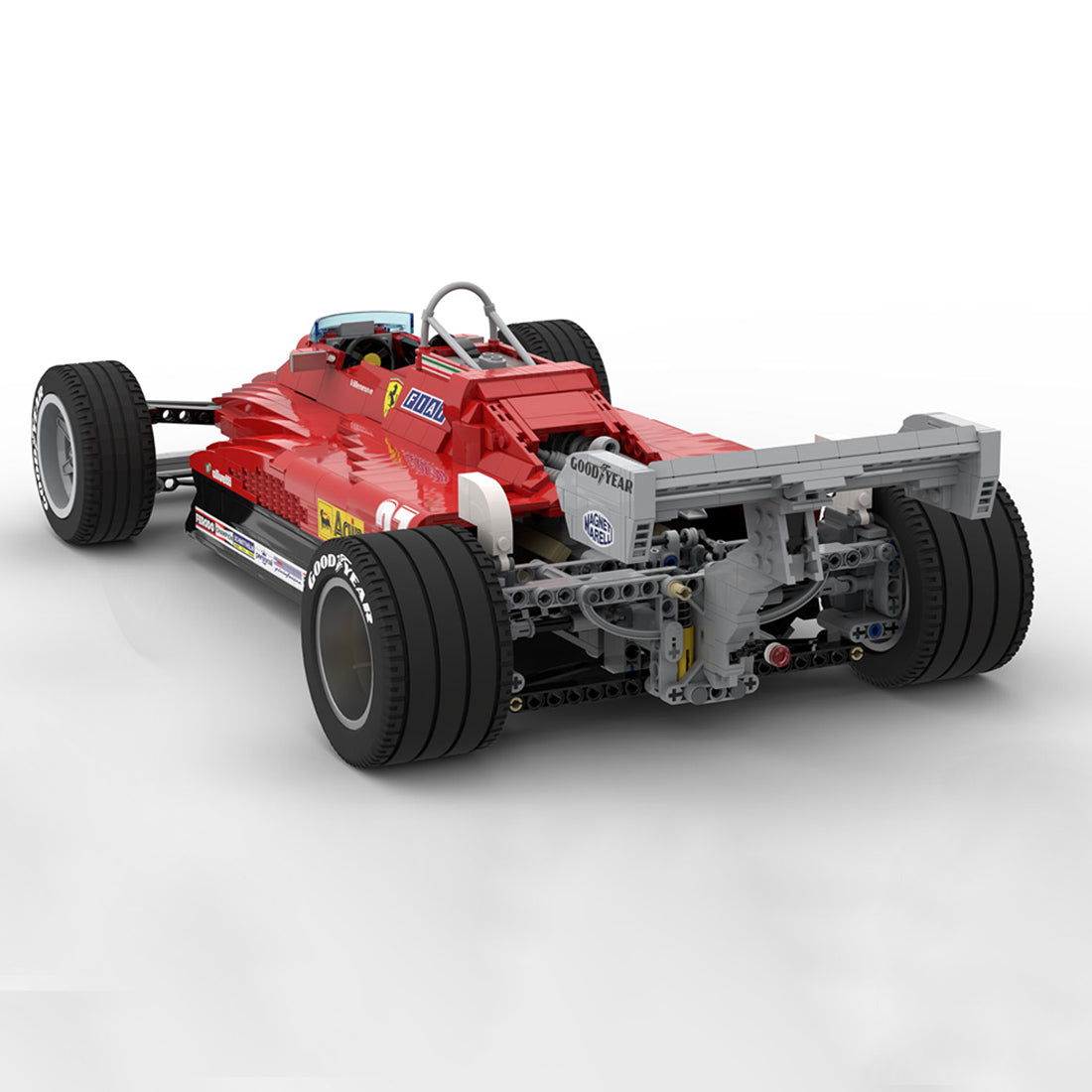 MOC-43749 1/8 Scale Ferrari 126C2 1982 F1 Race Car Building Blocks Set (1868PCS) - cubertime