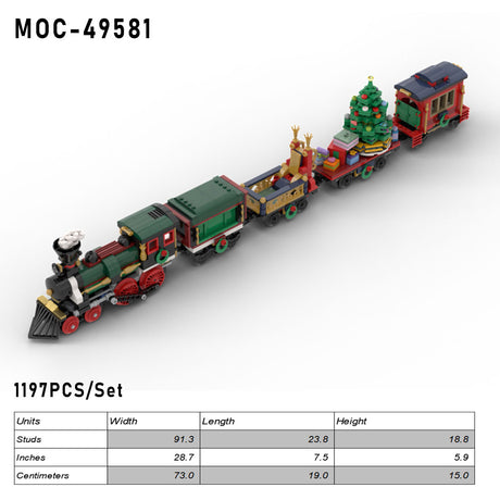MOC-49581 Christmas Train Model Building blocks Toys Set (1197PCS/Static Version) - cubertime