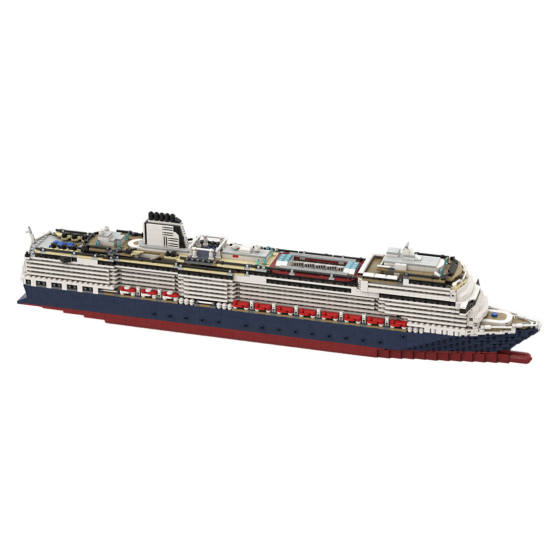 MOC-64406 & MOC-175052 1:400 Scale MS Koningsdam Cruise Ship Steamship Small Particle Building Blocks Set (3661PCS) - cubertime