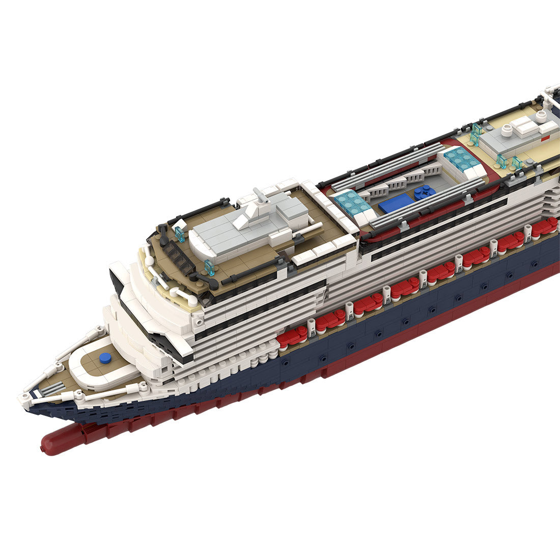 MOC-64406 & MOC-175052 1:400 Scale MS Koningsdam Cruise Ship Steamship Small Particle Building Blocks Set (3661PCS) - cubertime