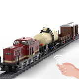 MOC-81729 Europäisches Eisenbahnzugmodell Verbrennungsmotorfahrzeug Ferngesteuerte Lok und Güterzug-Set Bausteine (Geschwindigkeitsregelnde Dynamische Version/2171 Teile)