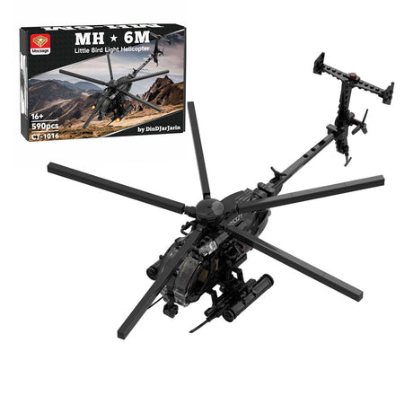 Mocsage MOC-88275 MH-6 Little Bird Helicopter Model Building Blocks Set - cubertime