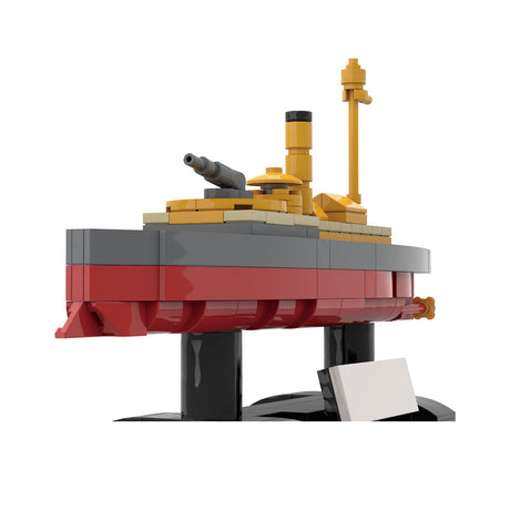 MOC 1/300 Scale SMS Wespe Armored Warship Building Blocks Model, Military Series Historic Coastal Defense Ironclad Brick Ship Display Set (289PCS) - CUBERTIME