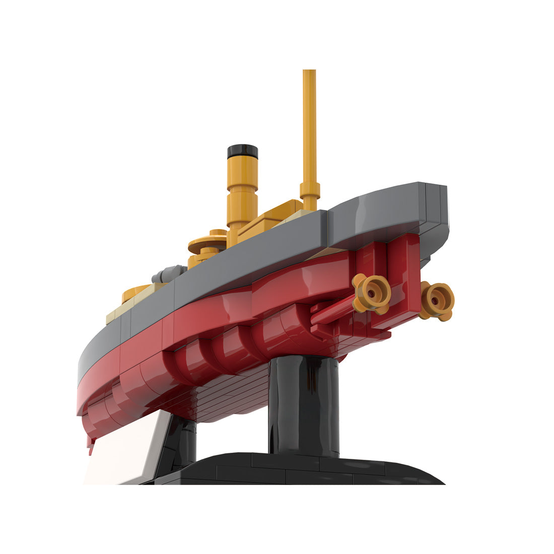 MOC 1/300 Scale SMS Wespe Armored Warship Building Blocks Model, Military Series Historic Coastal Defense Ironclad Brick Ship Display Set (289PCS) - CUBERTIME