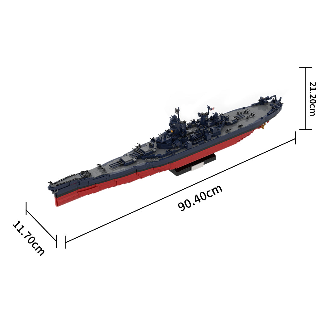 MOC 1/300 Scale WWII Artillery Warship kit , USS New Jersey BB-62 Building Blocks Set (3734PCS) - cubertime