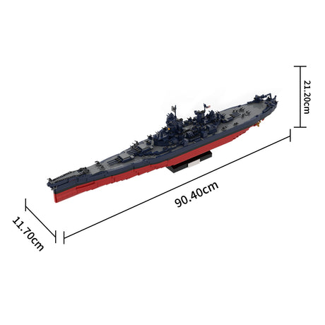 MOC 1/300 Scale WWII Artillery Warship kit , USS New Jersey BB-62 Building Blocks Set (3734PCS) - cubertime