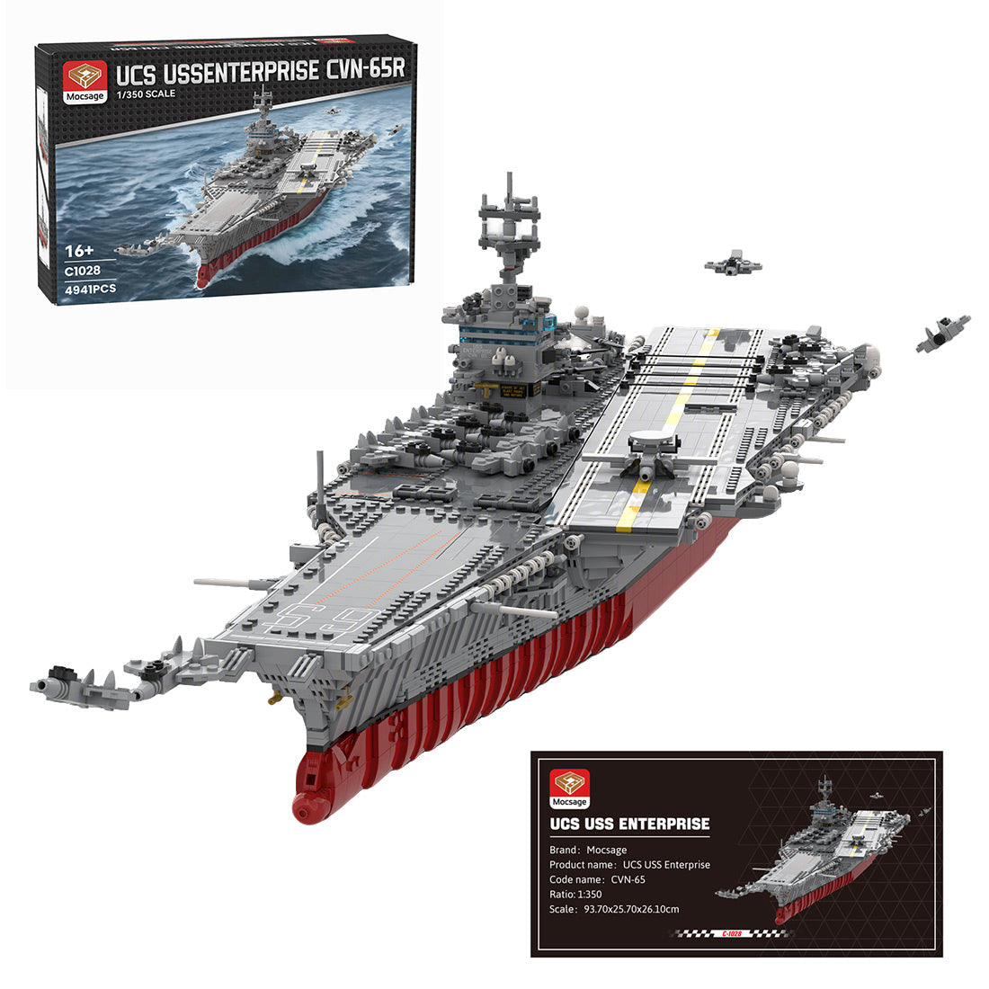 MOC 1/350 UCS USS Enterprise CVN-65 Nuclear-powered Aircraft Carrier Military Model Building Blocks Set (4941PCS) - cubertime