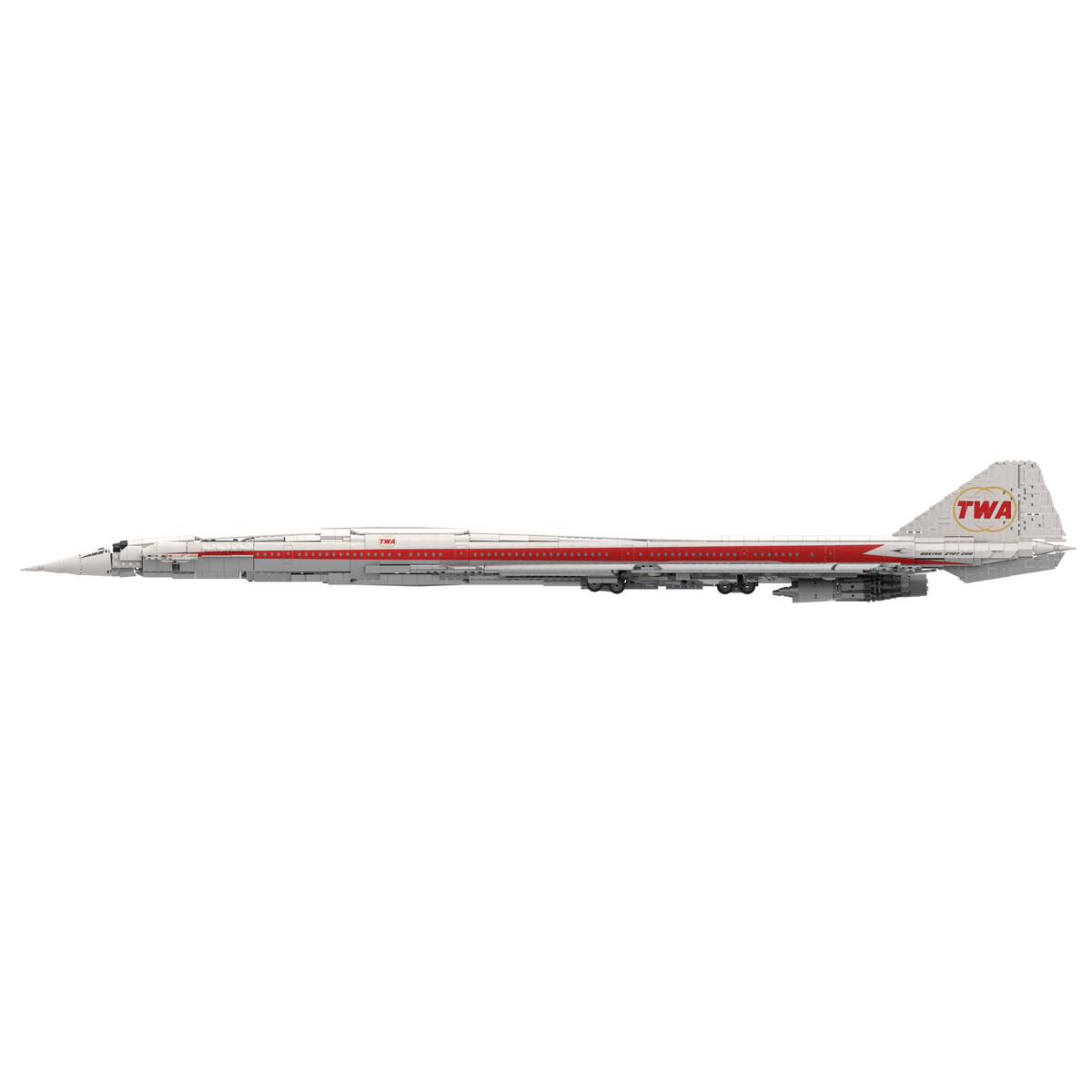MOC 1/80 Scale B2707-200TWA American Supersonic Passenger Aircraft Building Block Set(4034PCS) - cubertime