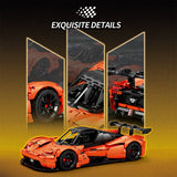 Orange and black sports car model with intricate details on a dark background