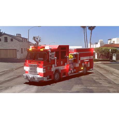 MOC264607 2019 Heavy Duty Fire Truck Building Block Model, Classic Fire Engine Construction Set with Detailed Equipment Compartments, Collectible Display Model for Enthusiasts(1243PCS) - CUBERTIME
