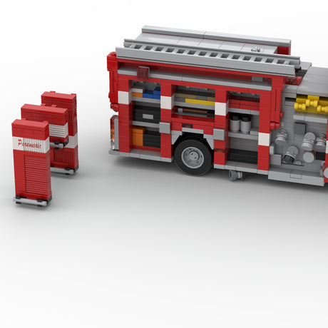 MOC264607 2019 Heavy Duty Fire Truck Building Block Model, Classic Fire Engine Construction Set with Detailed Equipment Compartments, Collectible Display Model for Enthusiasts(1243PCS) - CUBERTIME