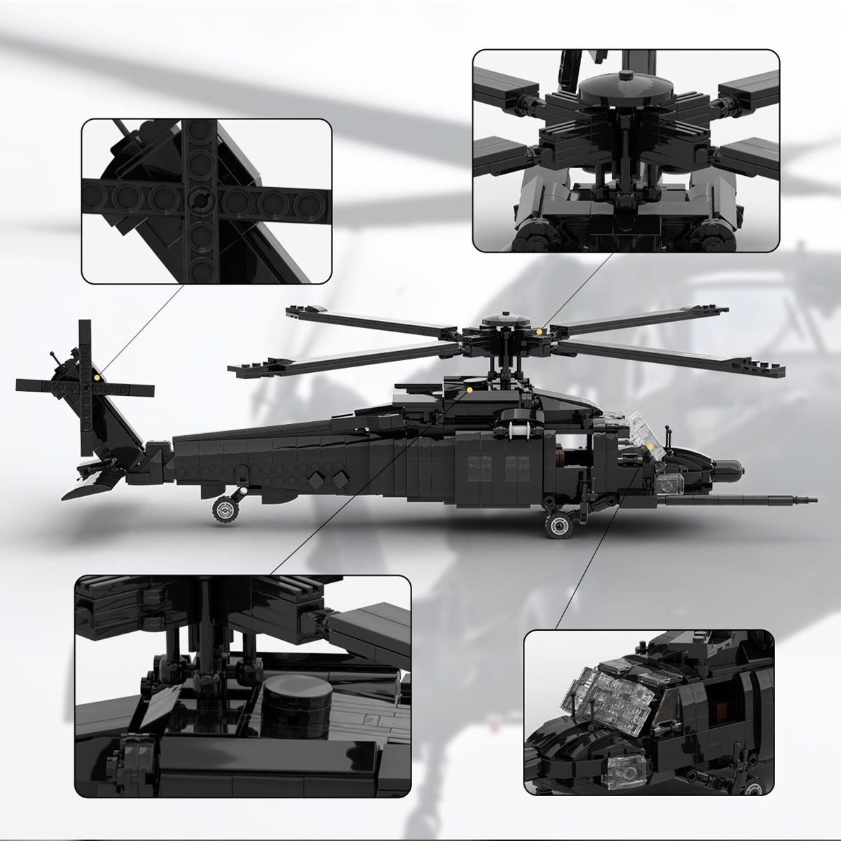 MOC MH60M BlackHawk Military Copter Model Building Blocks Set (1057PCS) - cubertime
