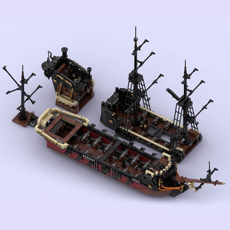 MOC Queen Anne's Revenge Medieval Pirate Ghost Ship Building Blocks Set (3008PCS) - cubertime