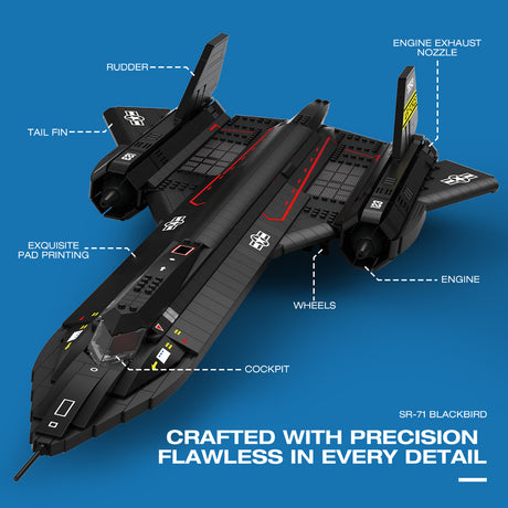 MOC SR71 Blackbird Tactical Aircraft Module Building Blocks Set (1733PCS) - cubertime