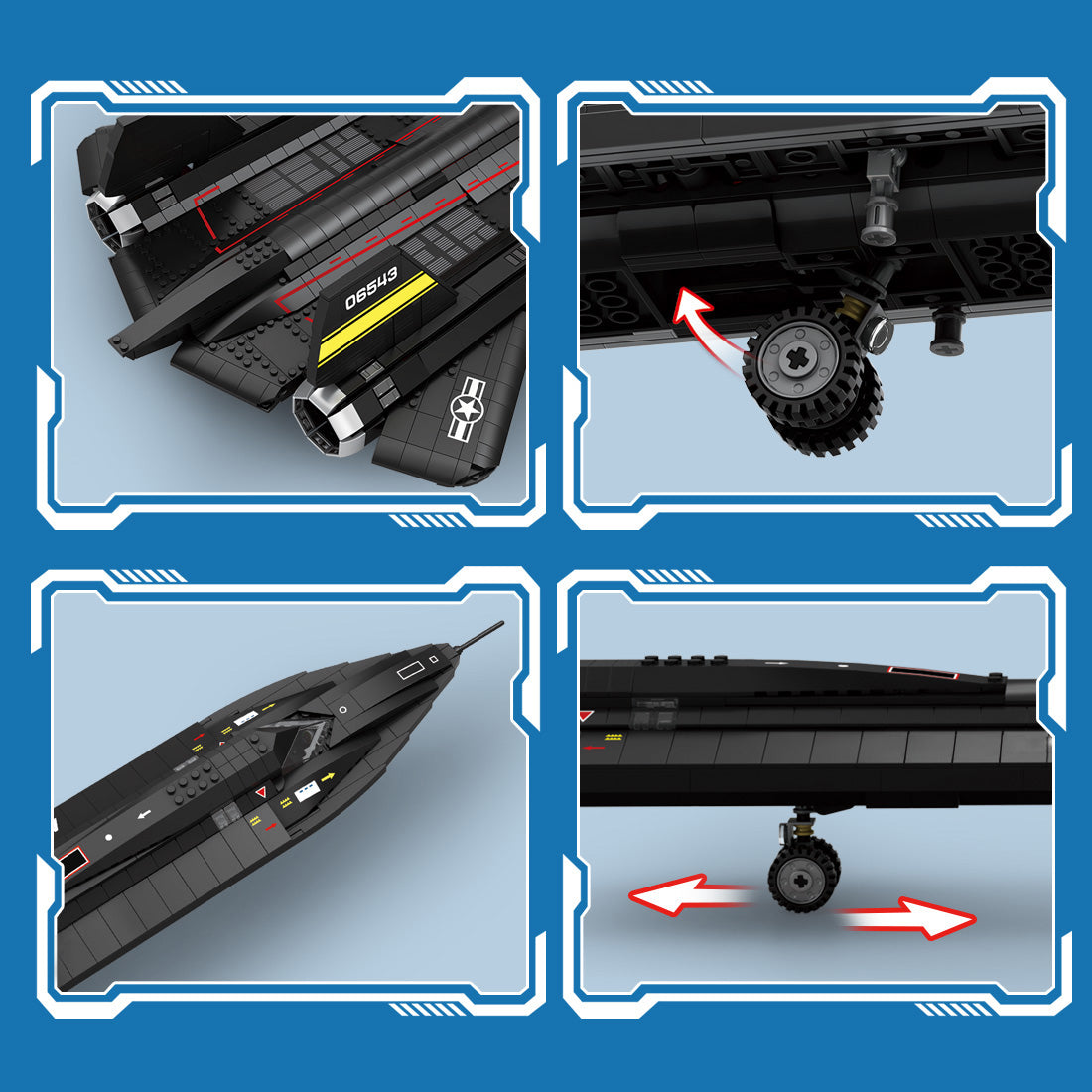 MOC SR71 Blackbird Tactical Aircraft Module Building Blocks Set (1733PCS) - cubertime