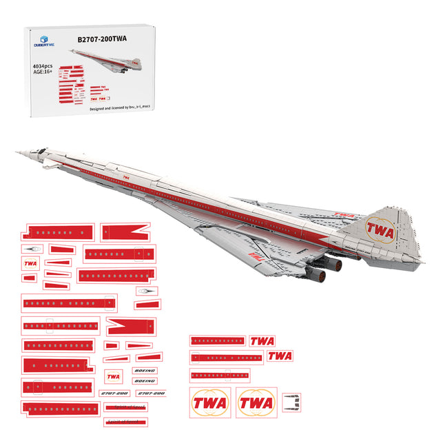 MOC 1/80 Scale B2707-200TWA American Supersonic Passenger Aircraft Building Block Set(4034PCS) - cubertime