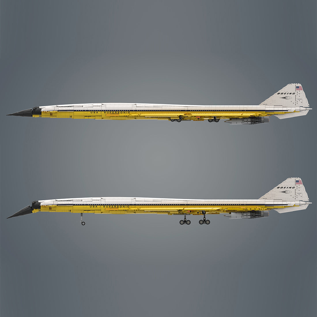 MOC 1/80 Scale B2707-200 TWA SST American Boeing Supersonic Passenger Aircraft Building Block Set(4034PCS/4022PCS) - cubertime