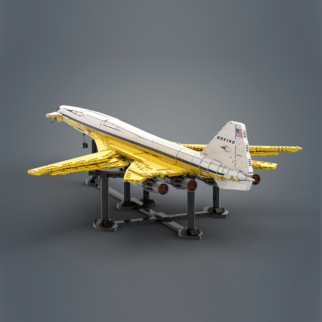 MOC 1/80 Scale B2707-200 TWA SST American Boeing Supersonic Passenger Aircraft Building Block Set(4034PCS/4022PCS) - cubertime