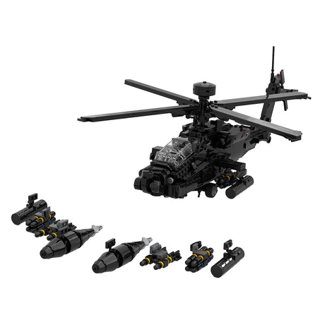 MOC‑148055 AH-64E Apache Guardian Helicopter Airplane Assembly Model Building Blocks Set Creative Ornament - cubertime