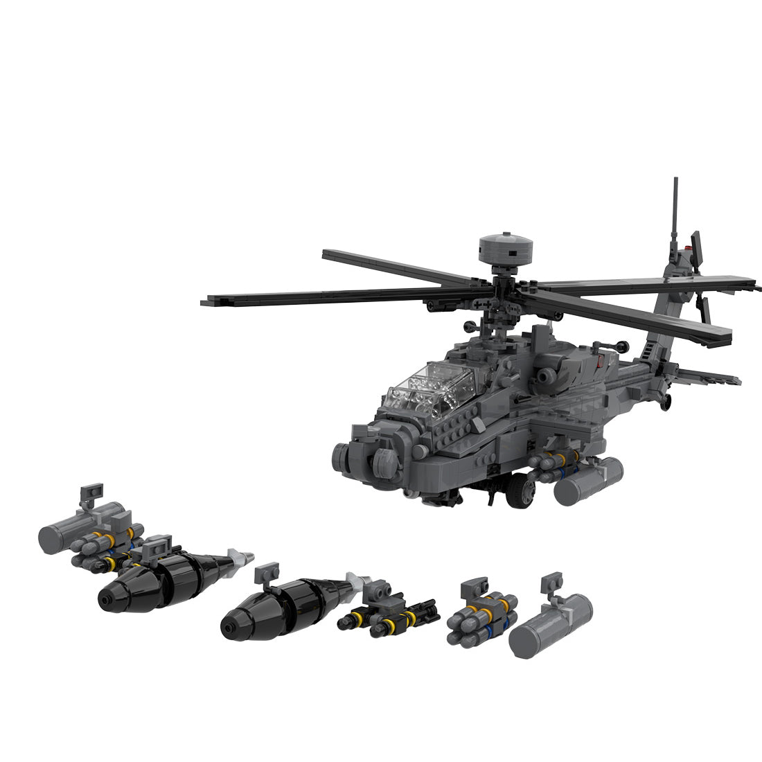 MOC‑148055 AH-64E Apache Guardian Helicopter Airplane Assembly Model Building Blocks Set Creative Ornament - cubertime