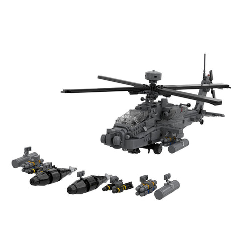 MOC‑148055 AH-64E Apache Guardian Helicopter Airplane Assembly Model Building Blocks Set Creative Ornament - cubertime
