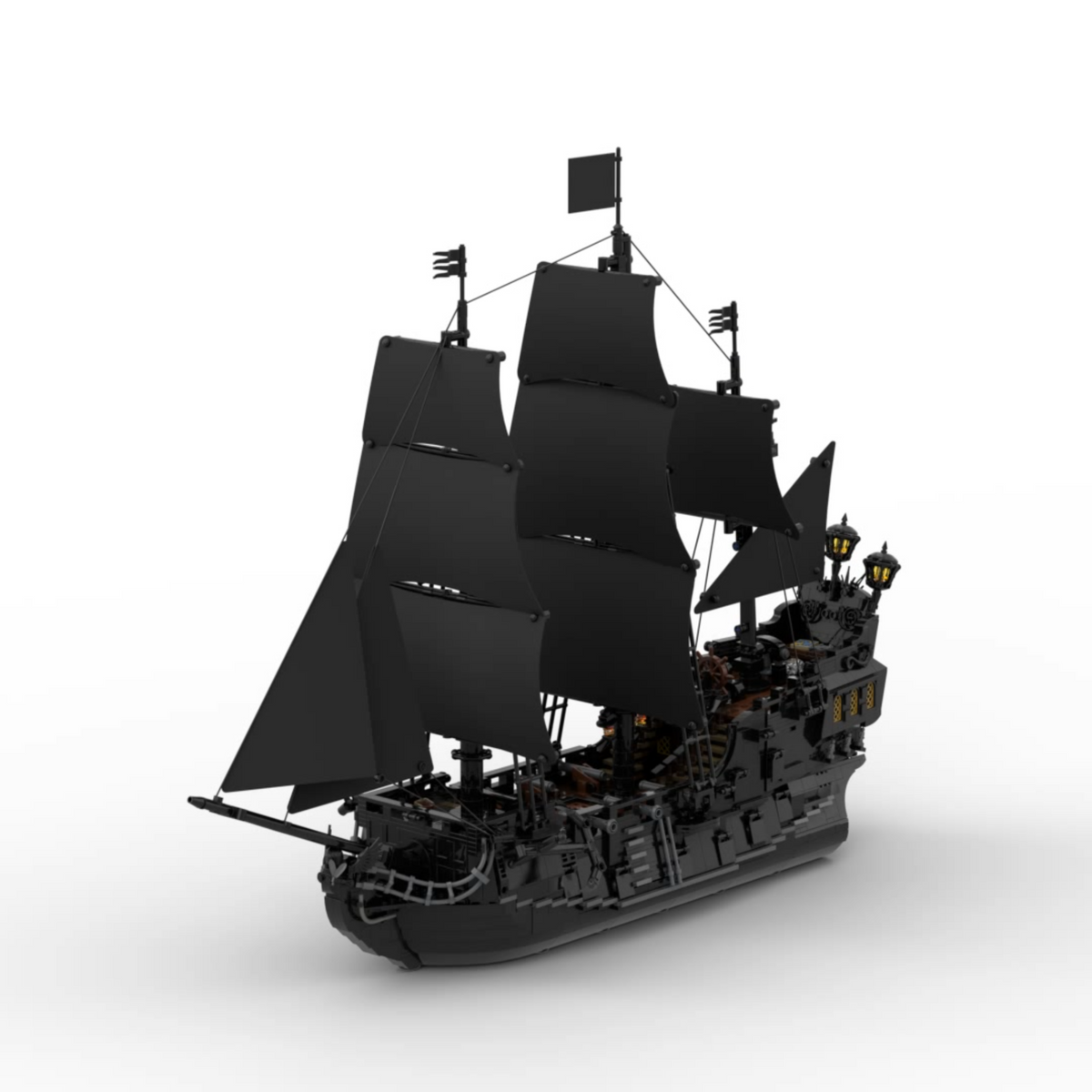 MOC The Black Pearl Medieval Pirate Ship Model Particle Building Blocks Set (3051PCS) - cubertime