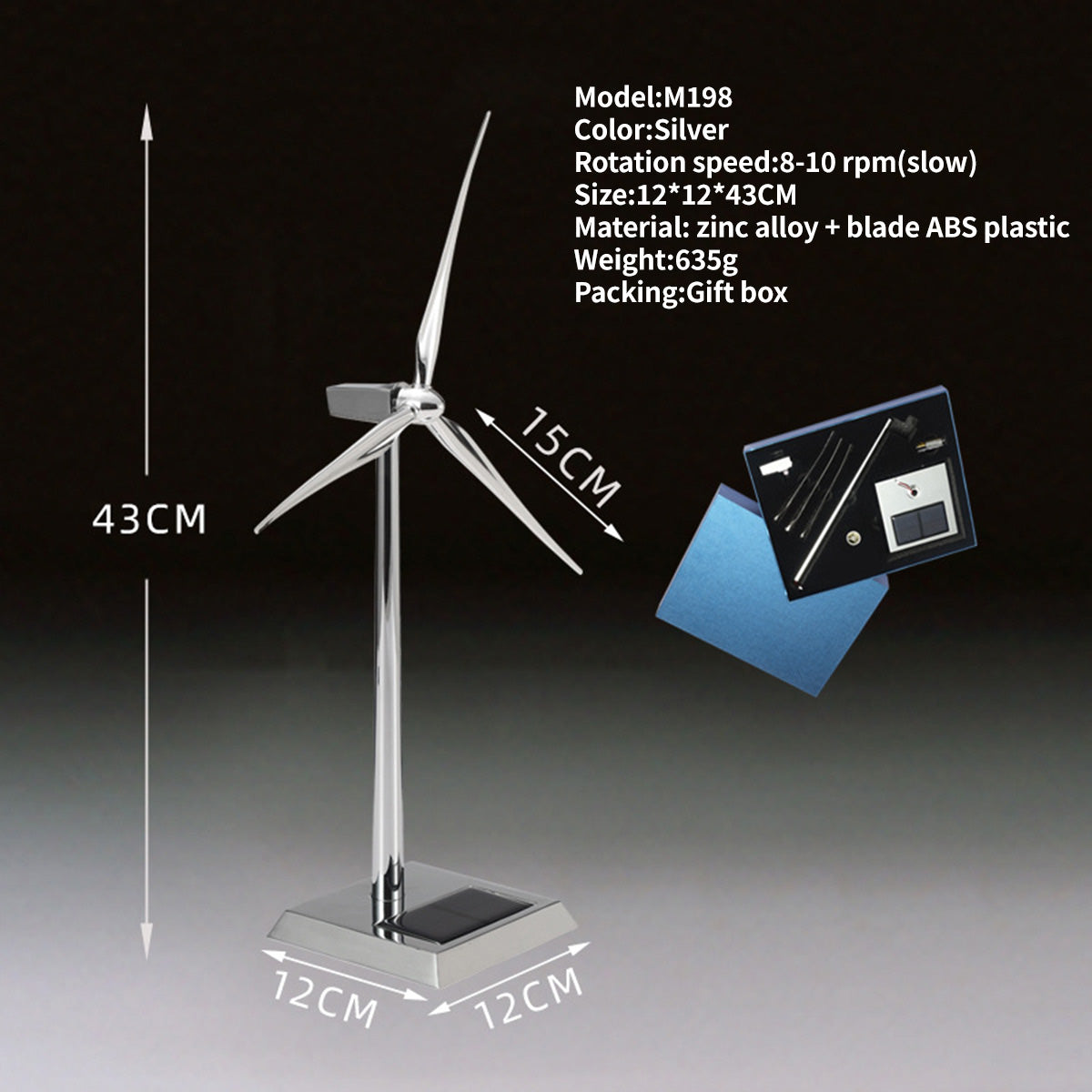 Metal Solar Windmill Model (White with 300 RPM Rotation Speed/Silver with 8-10 RPM Rotation Speed) - cubertime