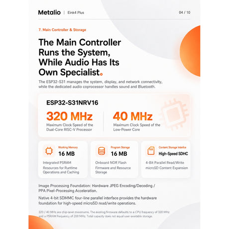 Metalio E-INK4 Plus AI E-Reader, 4.7-Inch 297 PPI E-Ink Touchscreen with Front Light, 2000 mAh Battery, Voice AI, Translation, AI Drawing, Open-Source Firmware, Wi-Fi, 16GB TF Card Included - cubertime