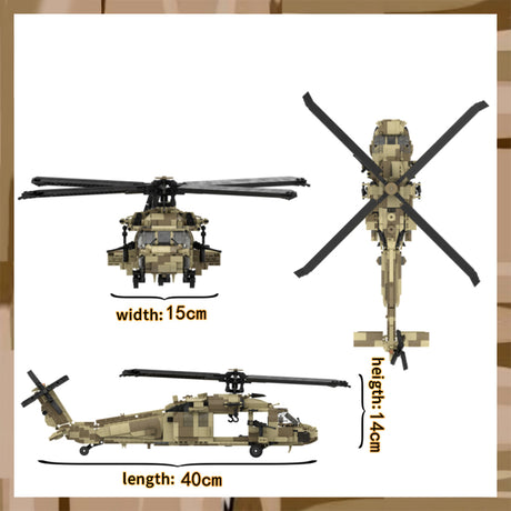 Military Helicopter Building Blocks Model Kit, Rotating Main Rotor & Tail Rotor, Opening Side Door, Built-In Turret, Transparent Canopy, Realistic Landing Gear, Collectible Display Set (1442PCS) - cubertime