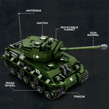 MOC 1/30 Scale M4A3E8 Tank Model MOC Building Blocks Set(836PCS) - cubertime