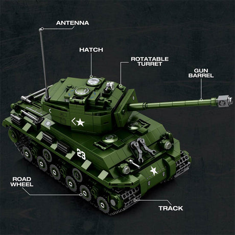 MOC 1/30 Scale M4A3E8 Tank Model MOC Building Blocks Set(836PCS) - cubertime