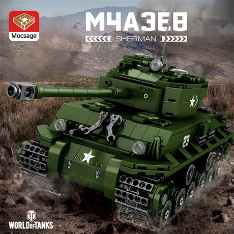 MOC 1/30 Scale M4A3E8 Tank Model MOC Building Blocks Set(836PCS) - cubertime