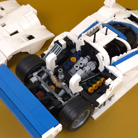 MOC Japanese Winning Racecar Building Blocks Set - Modular Sports Car Model with Removable Engine, Opening Doors, Display & Build Experience - cubertime