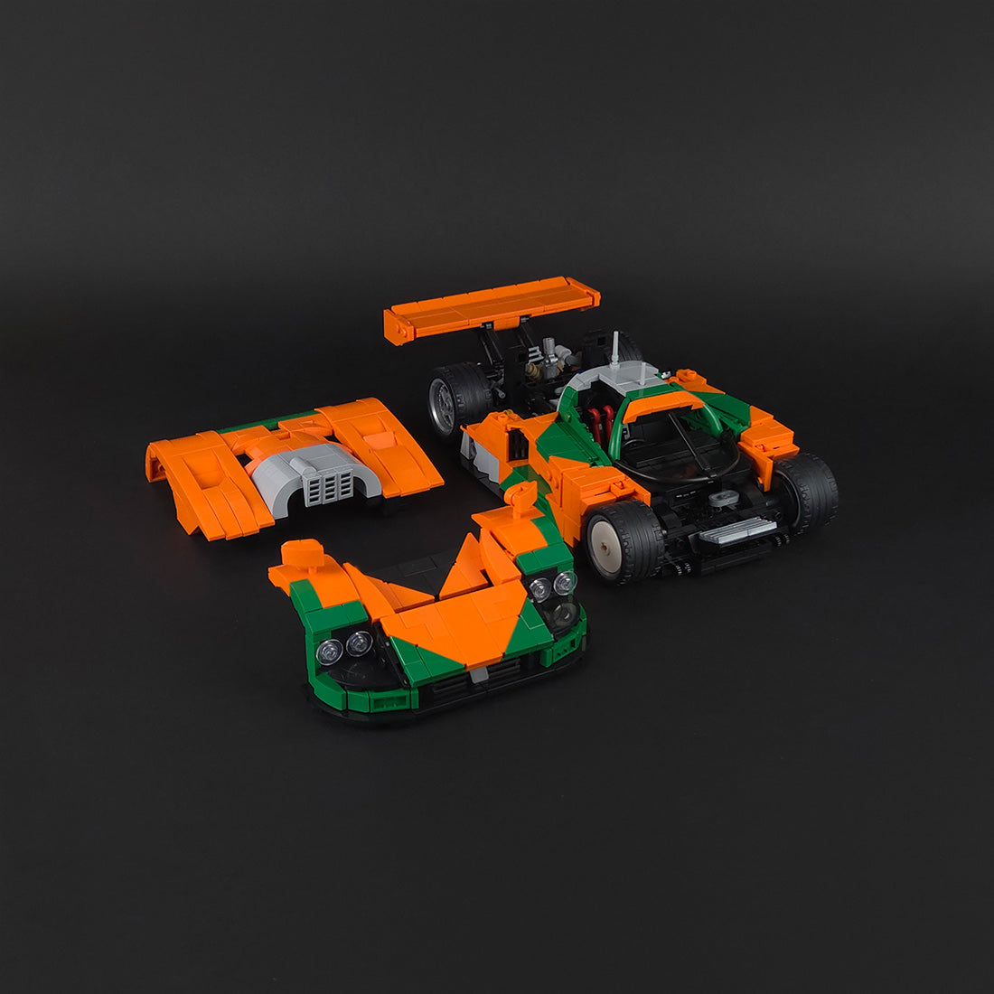 MOC Japanese Winning Racecar Building Blocks Set - Modular Sports Car Model with Removable Engine, Opening Doors, Display & Build Experience - cubertime