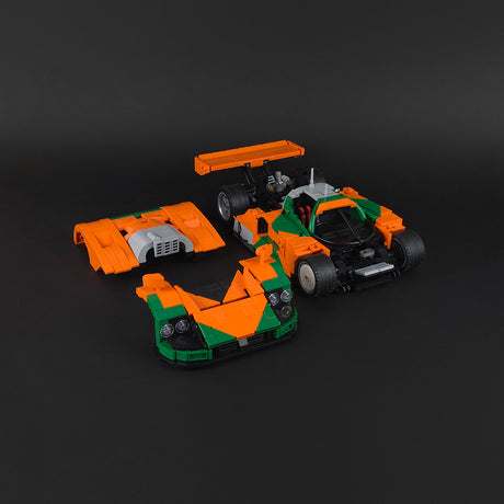 MOC Japanese Winning Racecar Building Blocks Set - Modular Sports Car Model with Removable Engine, Opening Doors, Display & Build Experience - cubertime