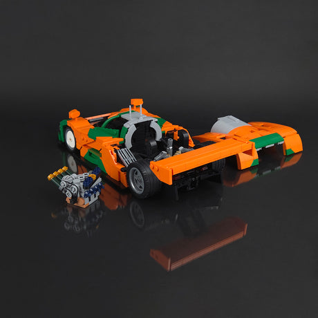 MOC Japanese Winning Racecar Building Blocks Set - Modular Sports Car Model with Removable Engine, Opening Doors, Display & Build Experience - cubertime