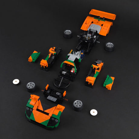 MOC Japanese Winning Racecar Building Blocks Set - Modular Sports Car Model with Removable Engine, Opening Doors, Display & Build Experience - cubertime