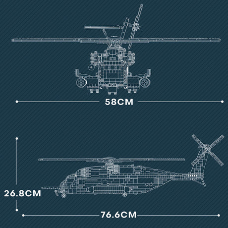 MOC-127265 1/35 Scale CH-53E Super Stallion Modern Military-themed Small Particles Building Blocks Set (2193PCS) - cubertime