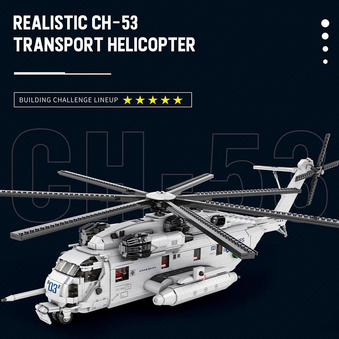 MOC-127265 1/35 Scale CH-53E Super Stallion Modern Military-themed Small Particles Building Blocks Set (2193PCS) - cubertime