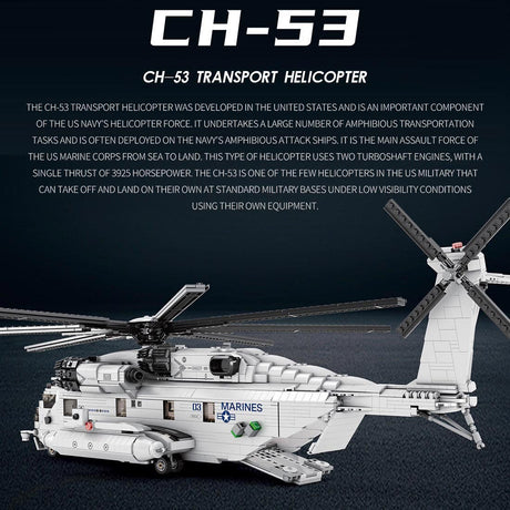 MOC-127265 1/35 Scale CH-53E Super Stallion Modern Military-themed Small Particles Building Blocks Set (2193PCS) - cubertime