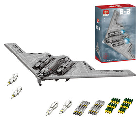 Mocsage MOC-166363 B2 Spirit 1/70 Scale Flying-Wing Ultra-High-Speed Intercontinental Stealth Strategic Bomber Model Building Blocks Set (1977PCS) - cubertime