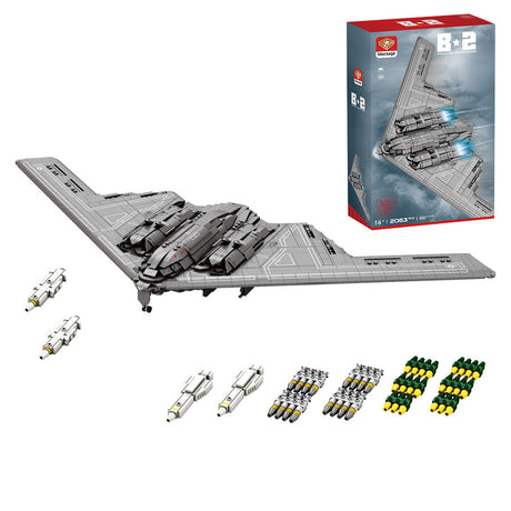Mocsage MOC-166363 B2 Spirit 1/70 Scale Flying-Wing Ultra-High-Speed Intercontinental Stealth Strategic Bomber Model Building Blocks Set (1977PCS) - cubertime