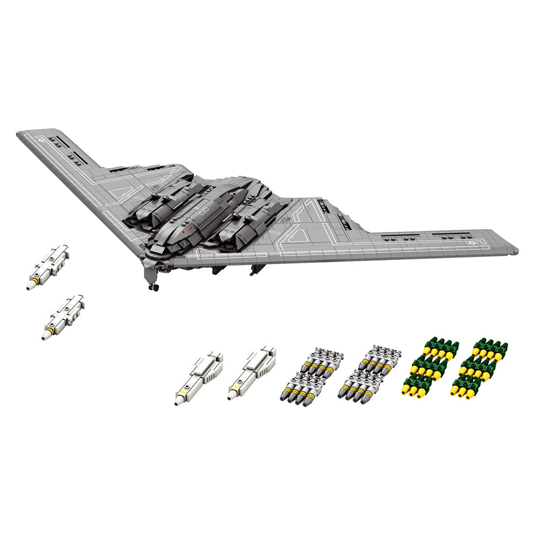Mocsage MOC-166363 B2 Spirit 1/70 Scale Flying-Wing Ultra-High-Speed Intercontinental Stealth Strategic Bomber Model Building Blocks Set (1977PCS) - cubertime