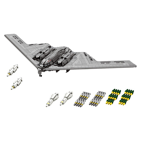 Mocsage MOC-166363 B2 Spirit 1/70 Scale Flying-Wing Ultra-High-Speed Intercontinental Stealth Strategic Bomber Model Building Blocks Set (1977PCS) - cubertime