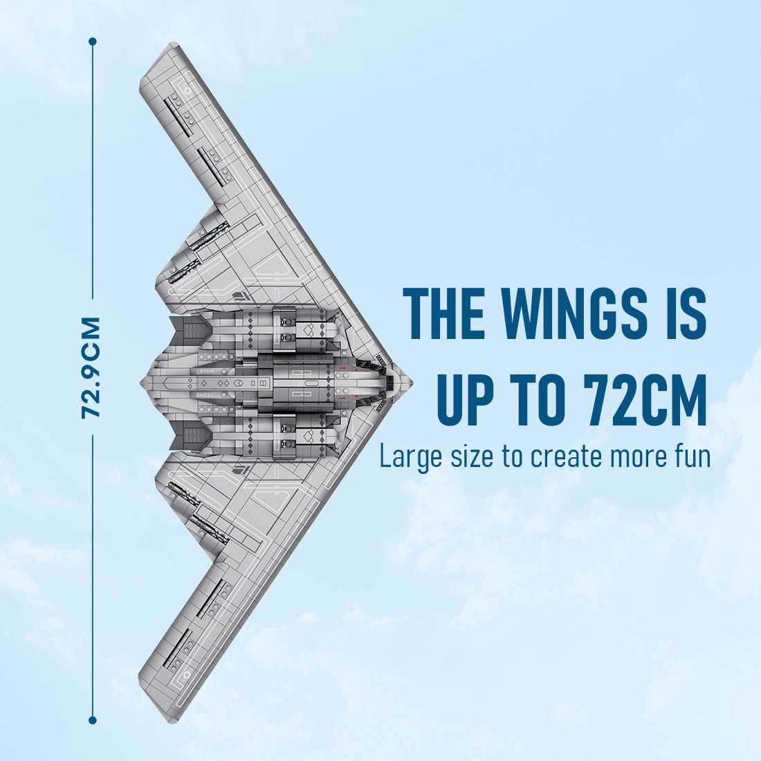 Mocsage MOC-166363 B2 Spirit 1/70 Scale Flying-Wing Ultra-High-Speed Intercontinental Stealth Strategic Bomber Model Building Blocks Set (1977PCS) - cubertime