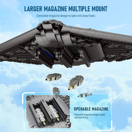 Mocsage MOC-166363 B2 Spirit 1/70 Scale Flying-Wing Ultra-High-Speed Intercontinental Stealth Strategic Bomber Model Building Blocks Set (1977PCS) - cubertime
